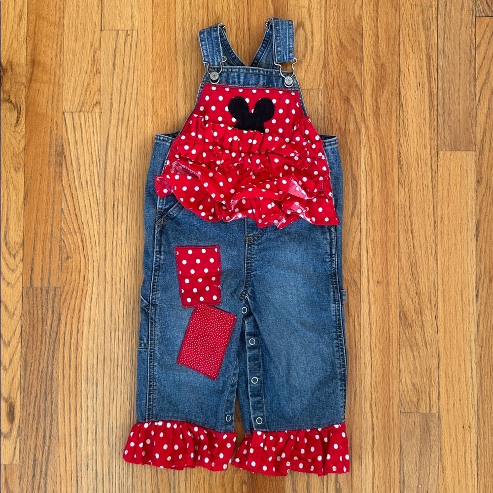 Vintage Old Navy White and Red Polka Dots Overalls